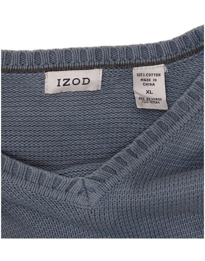 IZOD Herren-Pullover mit V-Ausschnitt, XL, blaue Baumwolle