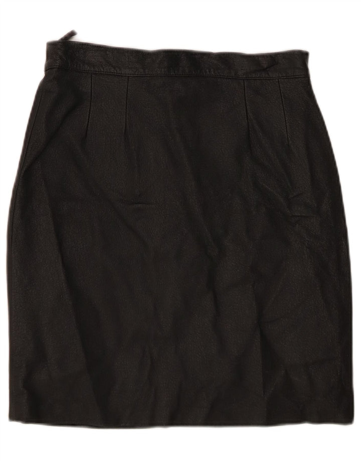 Vintage Damen Lederrock Klein W26 Schwarz