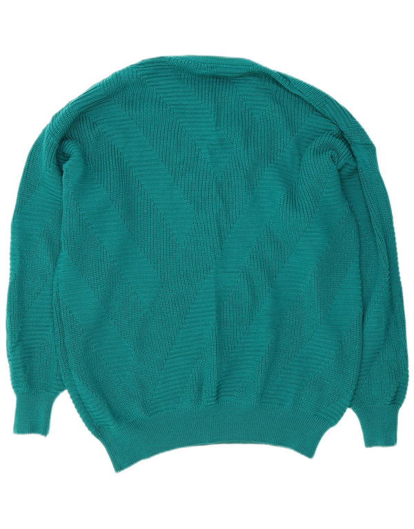 Vintage Mens Crew Neck Jumper Sweater Medium Turquoise