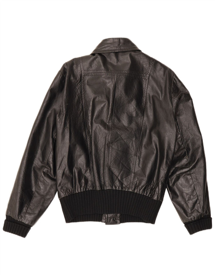 VINTAGE Herren Lederjacke UK 36 Small Schwarz