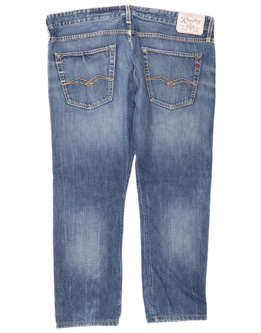Replay Herren Straight Jeans W38 L28 Blaue Baumwolle