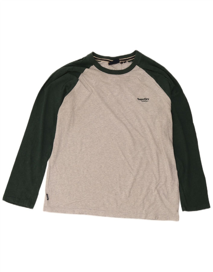 Superdry Herren-Oberteil, langärmelig, 2XL, Grau, Colourblock-Baumwolle