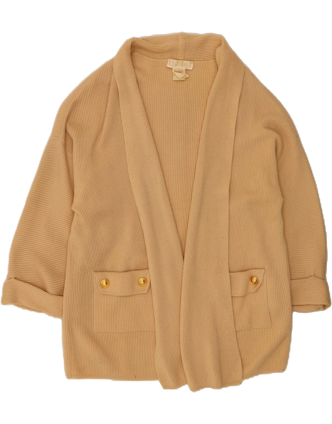 ESCADA Womens Longline Cardigan Sweater EU 42 Large Beige Vintage Escada and Second-Hand Escada from Messina Hembry 