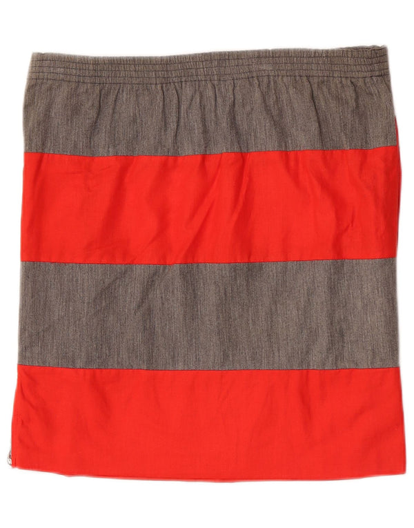 Gianfranco Ferre Damen gerader Rock IT 44 Medium W34 Grau gestreifte Baumwolle