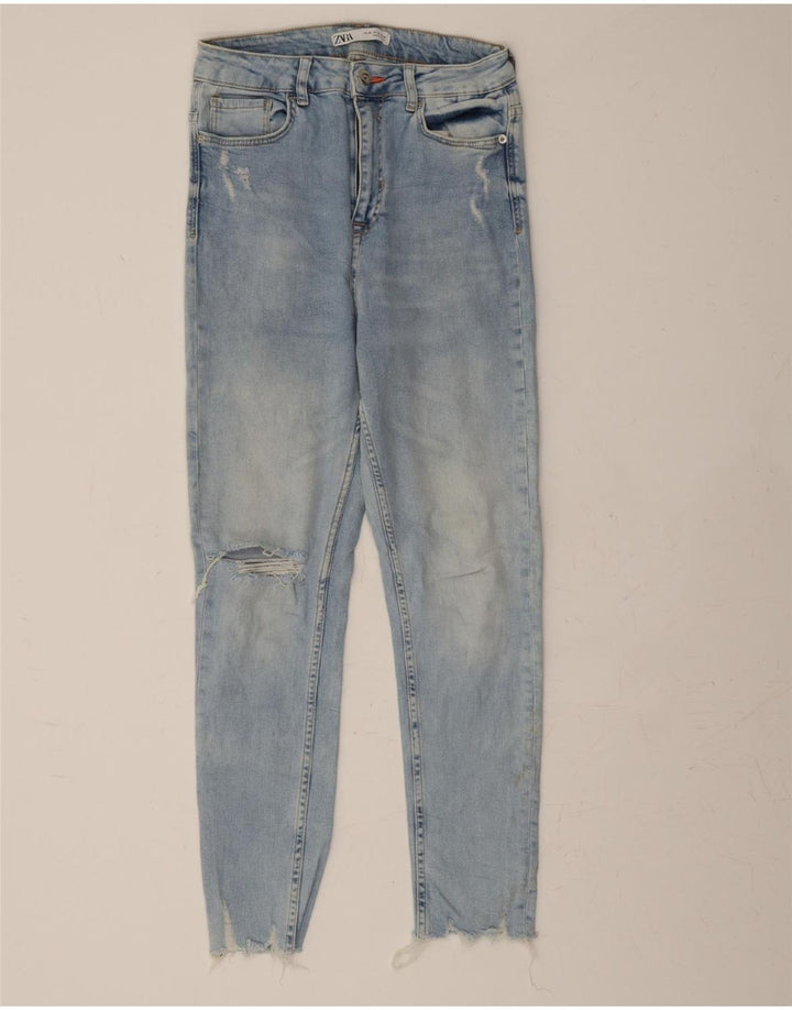ZARA Womens High Waist Distressed Slim Jeans EU 40 Medium W30 L27 Blue Vintage Zara and Second-Hand Zara from Messina Hembry 