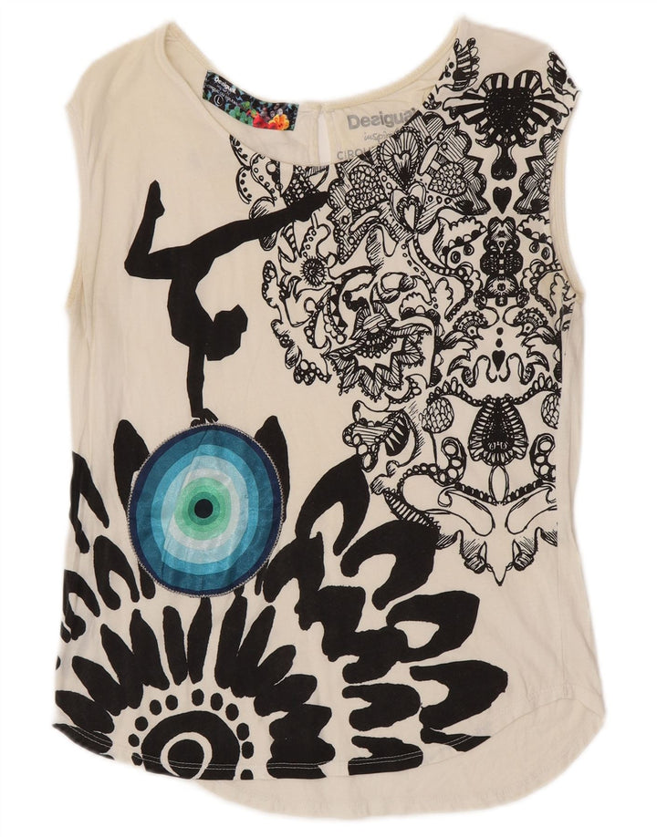 DESIGUAL Damen Cirque Du Soleil Graphic Vest Top UK 14 Large Weiß