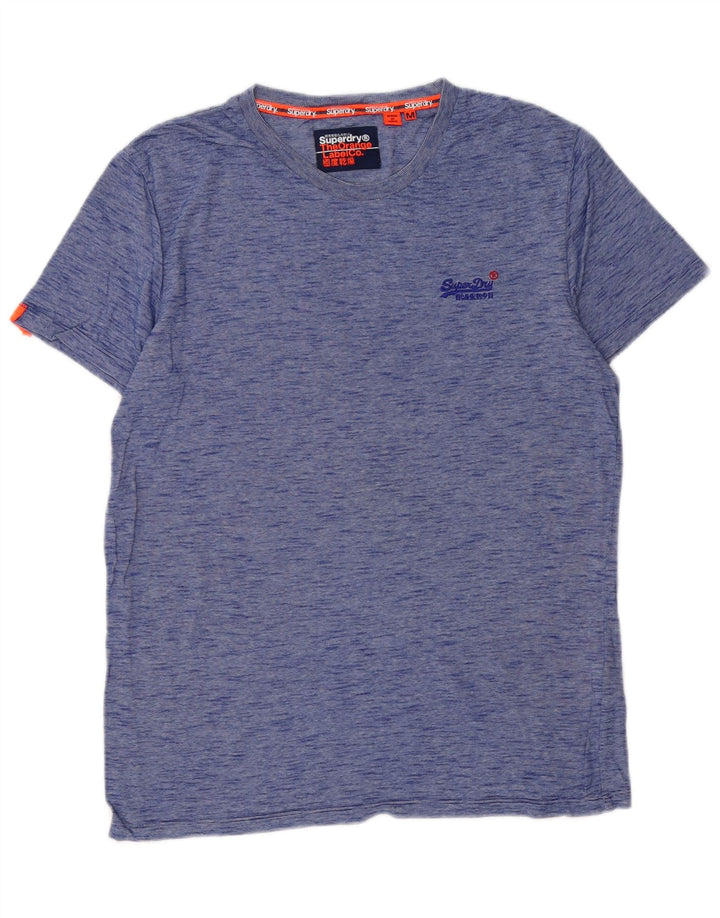 SUPERDRY Herren T-Shirt-Oberteil aus mittelblau gesprenkelter Baumwolle