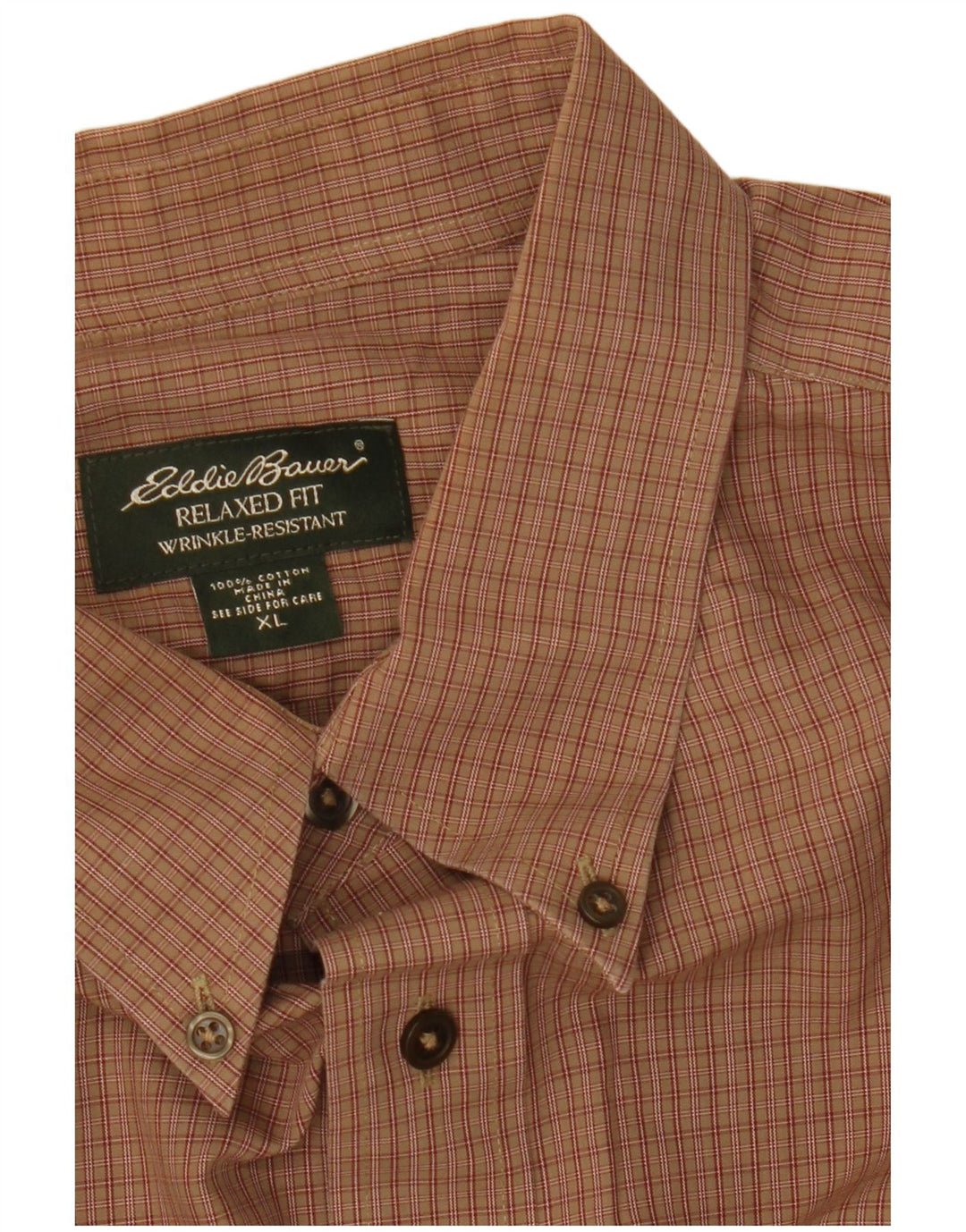 EDDIE BAUER Herren-Flanellhemd mit entspannter Passform, XL, braun kariert, Baumwolle