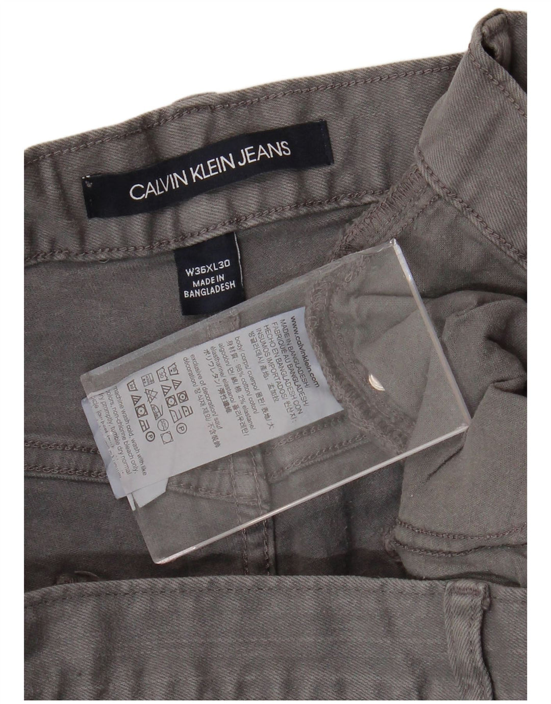 CALVIN KLEIN Herren Straight Jeans W36 L30 Graue Baumwolle