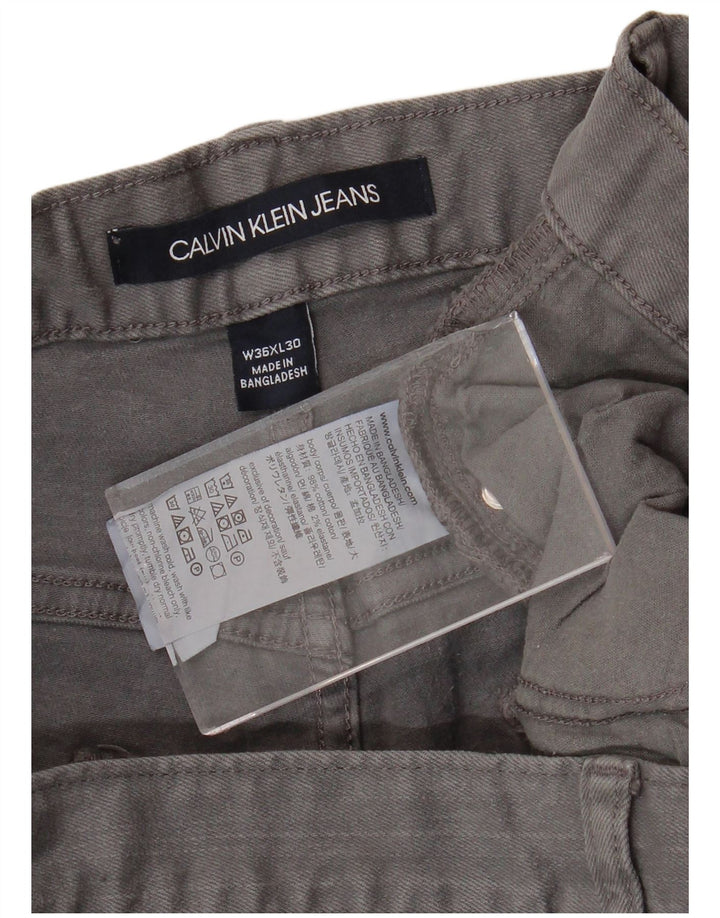 CALVIN KLEIN Herren Straight Jeans W36 L30 Graue Baumwolle