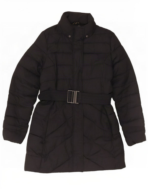 Barbour Damen gepolsterter Mantel UK 14 Large Schwarz Fischgrätenmuster