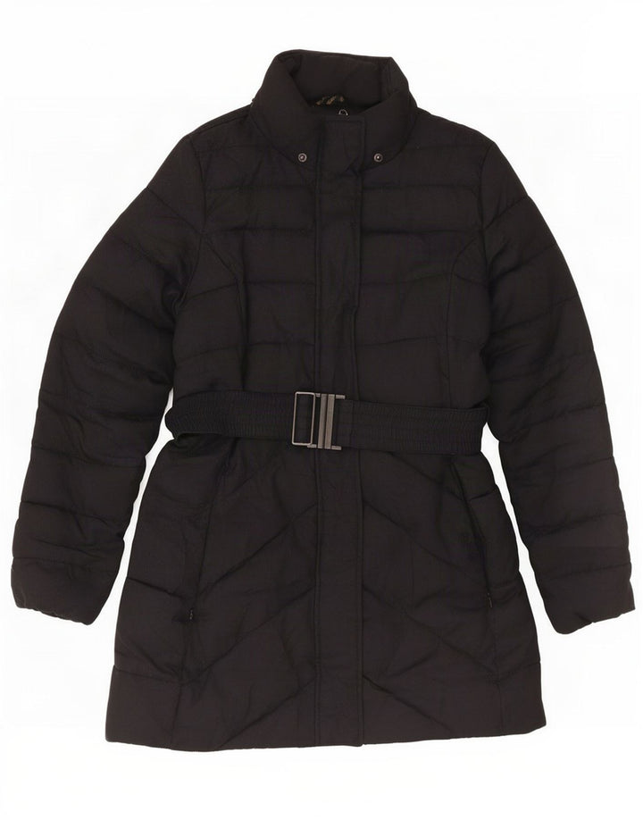 Barbour Damen gepolsterter Mantel UK 14 Large Schwarz Fischgrätenmuster