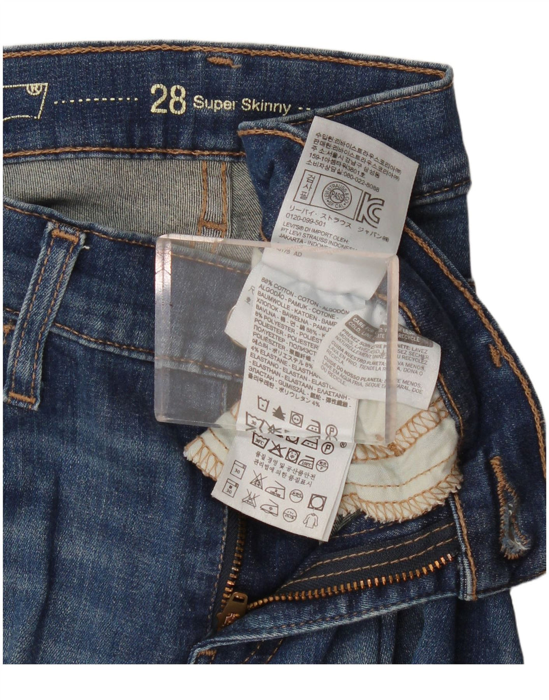Levi's Damen Super Skinny Jeans W28 L31 Blaue Baumwolle