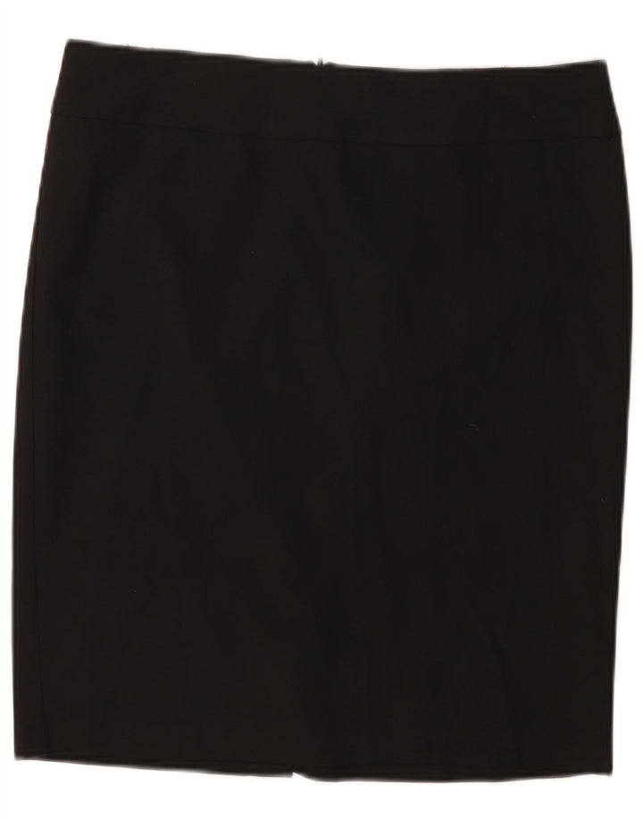 Benetton Damen gerader Rock IT 46 Large W32 Schwarz Polyester