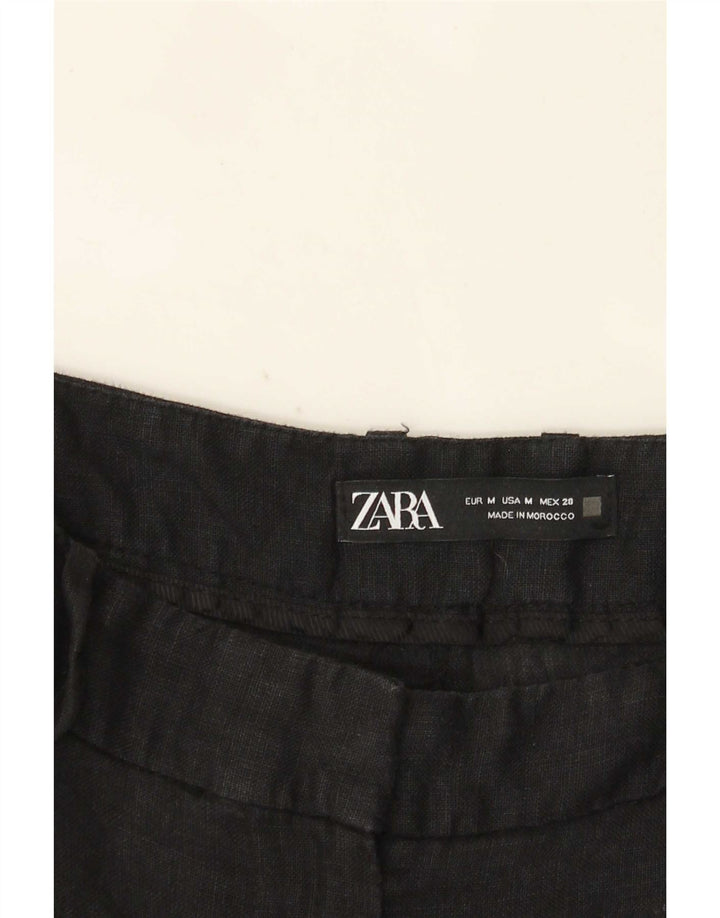 Zara Damen-Chinoshorts mit hoher Taille, mittelgroß, W28, Schwarz