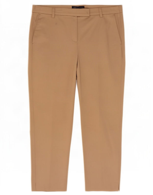 Marks & Spencer Womens Crop Suit Trousers UK 14 Large W34 L24 Beige Cotton