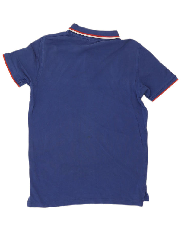 Casucci Mens Polo Shirt Large Blue Striped Cotton