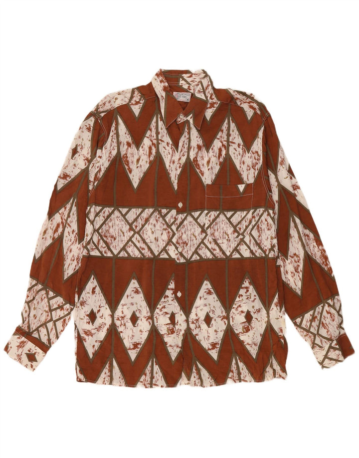 Vintage Herrenhemd mittelbraun geometrisch