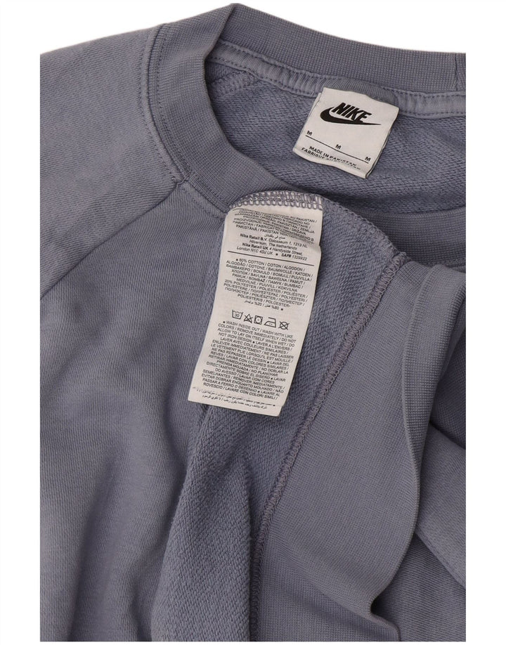 NIKE Damen Sweatshirt Pullover UK 14 Mittelblaue Baumwolle