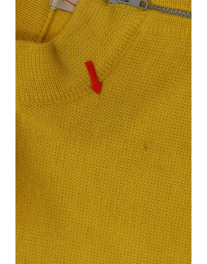 Vintage Herren-Pullover mit Reißverschluss, IT 46, kleine gelb gestreifte Wolle