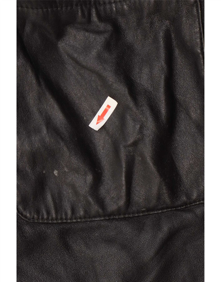 Vintage Damen Lederjacke UK 12 Medium Schwarz