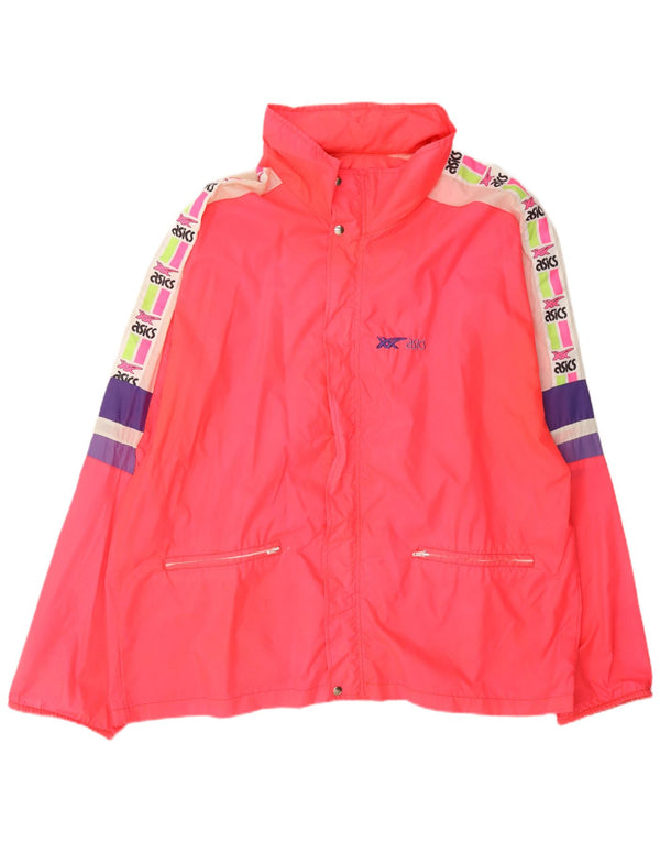 Asics Herren Graphic Hooded Rain Jacket UK 42 XL Pink Colourblock Polyamid