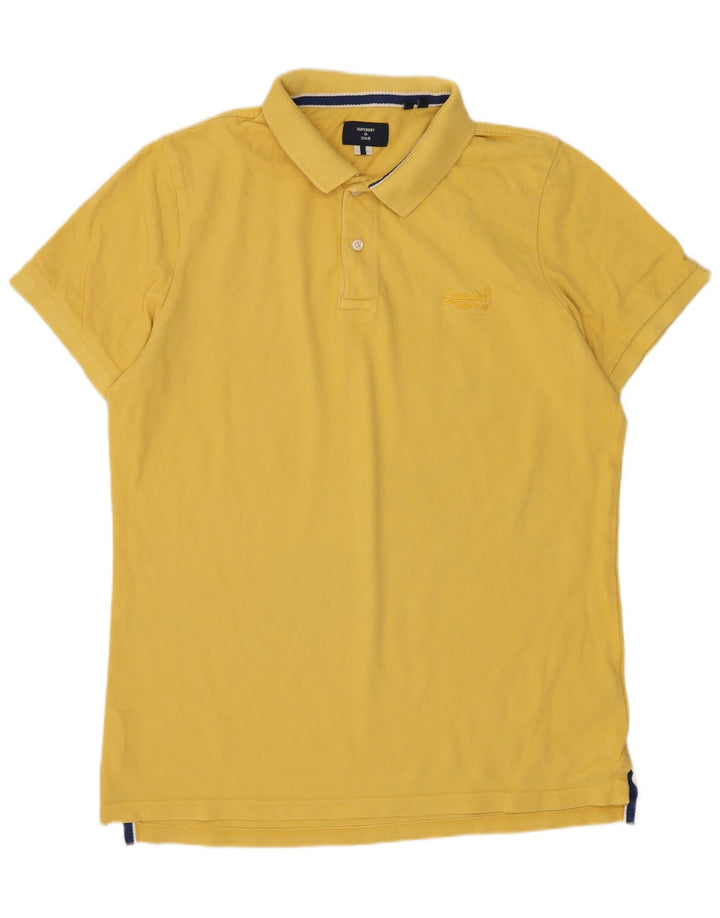 Superdry Herren-Poloshirt XL aus gelber Baumwolle