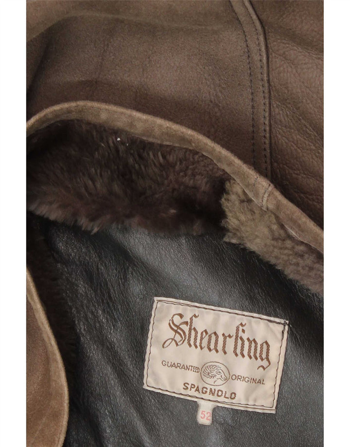 Vintage Herren Shearling Jacke IT 52 XL Braun