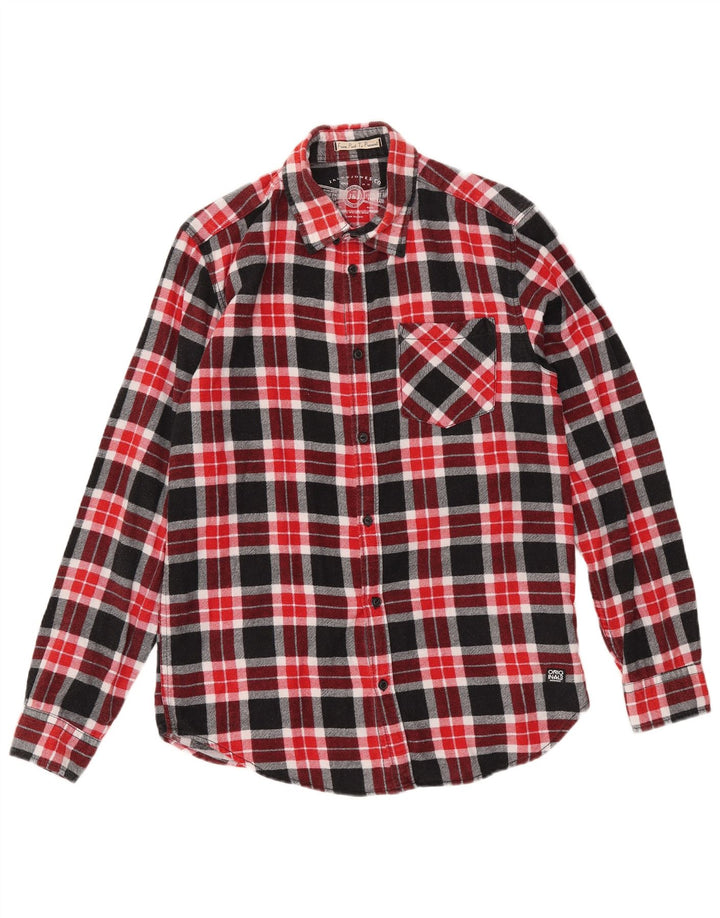 JACK & JONES Herren-Flanellhemd aus mittelrot karierter Baumwolle
