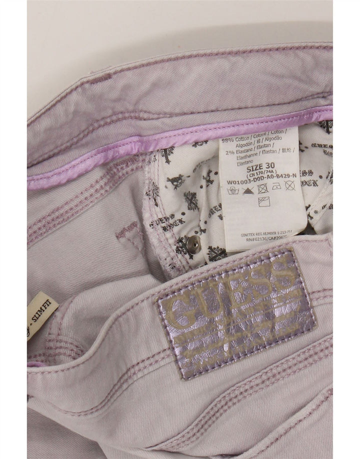 Guess Damen Slim Jeans W30 L26 Lila Baumwolle