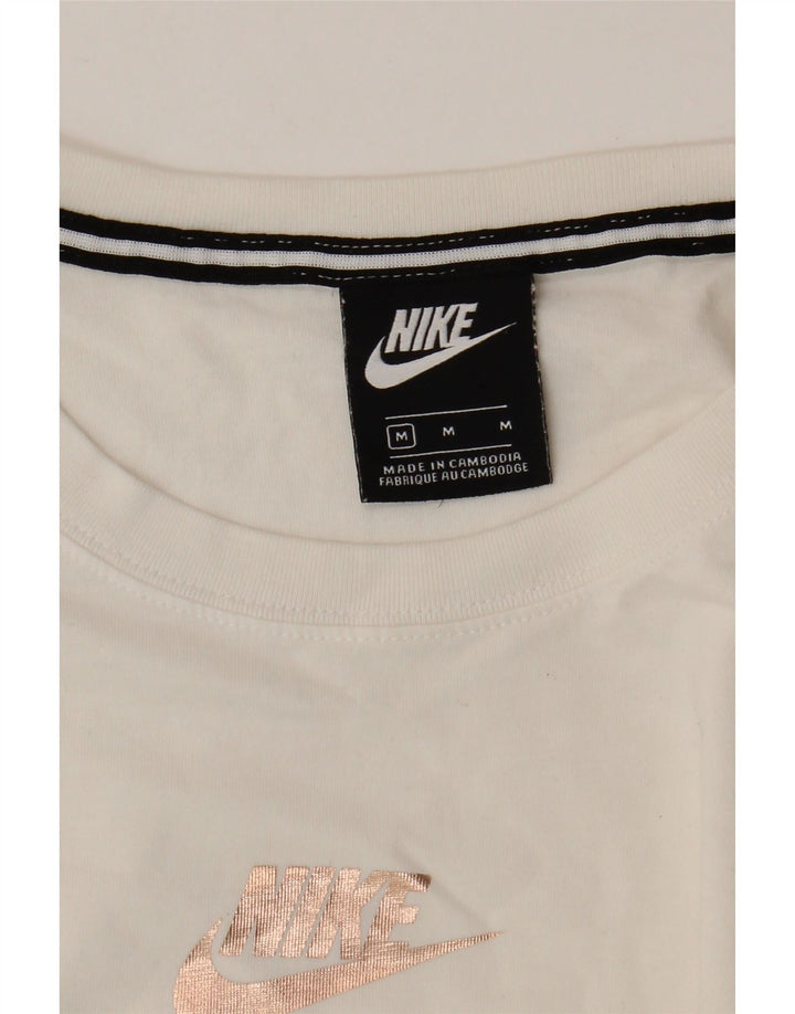 Nike Damen Crop Graphic T-Shirt Top UK 14 Medium Weiß