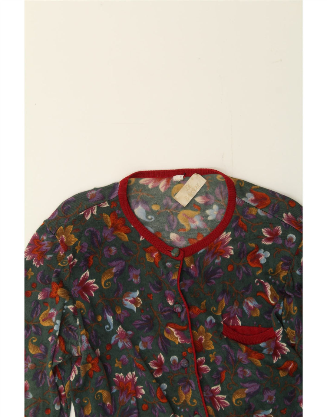 VINTAGE Womens Cardigan Sweater EU 40 Medium Multicoloured Floral Vintage Vintage and Second-Hand Vintage from Messina Hembry 