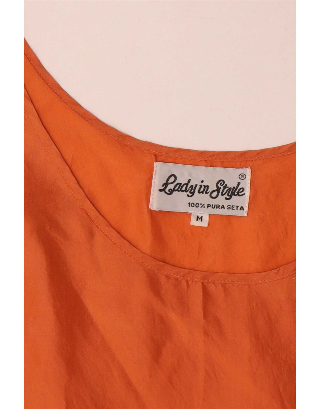 Vintage Damen Weste Top UK 14 Medium Orange Seide