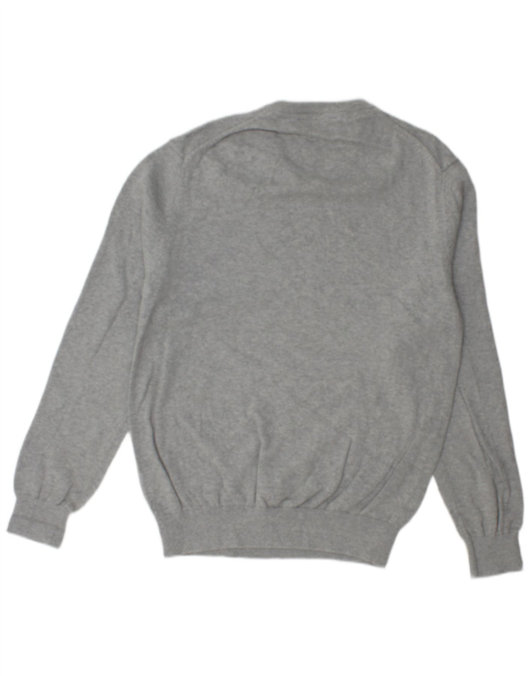 CREW CLOTHING Herren-Pullover mit V-Ausschnitt, mittelgrau gesprenkelte Baumwolle