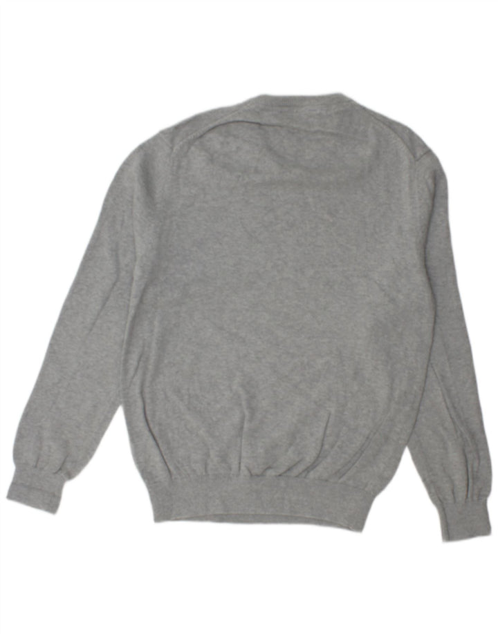 CREW CLOTHING Herren-Pullover mit V-Ausschnitt, mittelgrau gesprenkelte Baumwolle