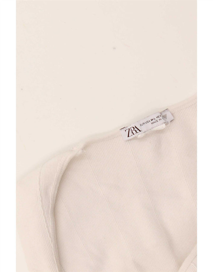 Zara Damen Ärmelloser Body UK 12 Mittelweiß