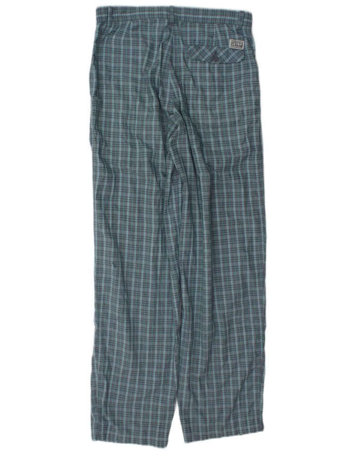 Vintage Herren-Chinohose mit Pegged, W29, L31, blau kariertes Polyester