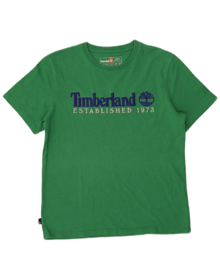 Timberland Herren Regular Fit Grafik-T-Shirt-Oberteil aus mittelgrüner Baumwolle