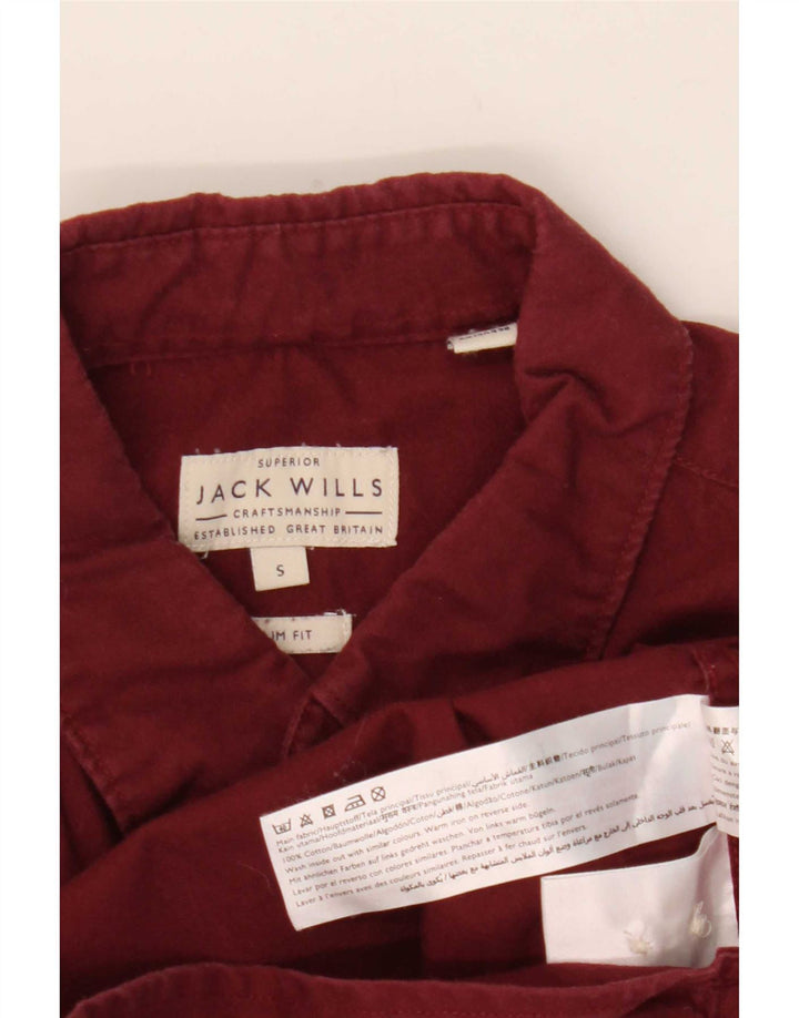 Jack Wills Slim-Fit-Hemd für Herren, Größe S, Burgunderrot, Baumwolle