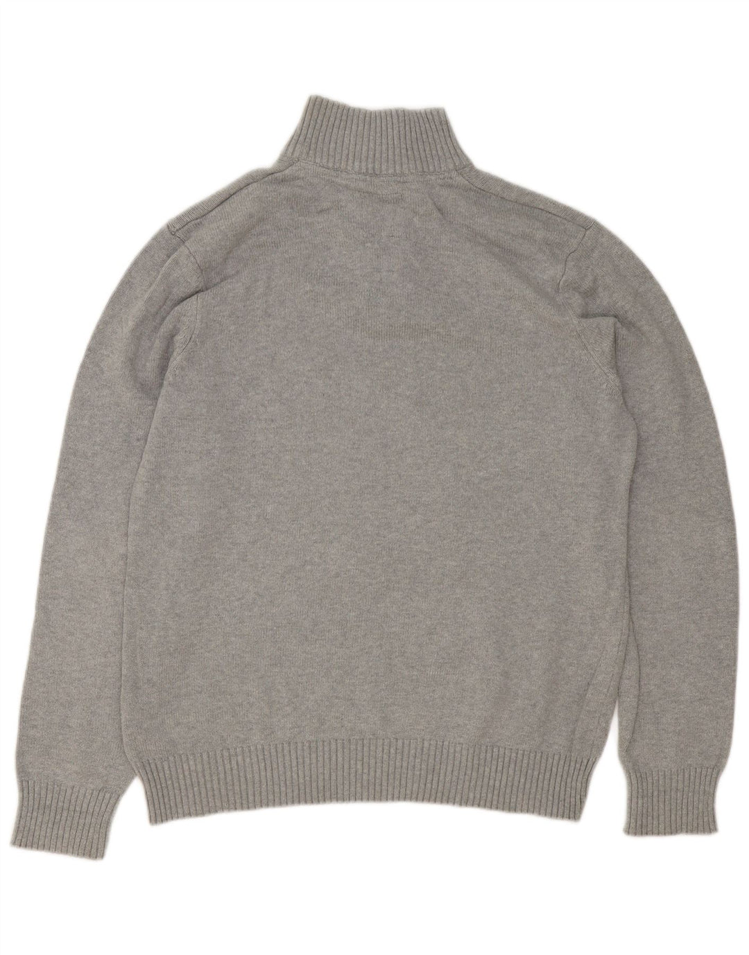 Crew Clothing Herren-Pullover mit Knopfkragen, Größe L, aus grauer Baumwolle