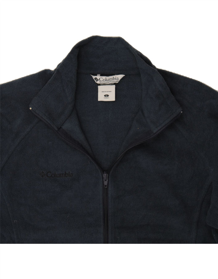 COLUMBIA Womens Fleece Jacket UK 16 Large Navy Blue Polyester Vintage Columbia and Second-Hand Columbia from Messina Hembry 