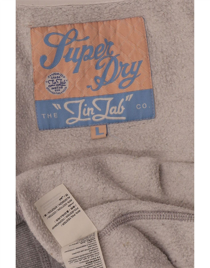 Superdry Damen-Kapuzenpullover mit Grafik, UK 16, Größe L, Grau, Polyester