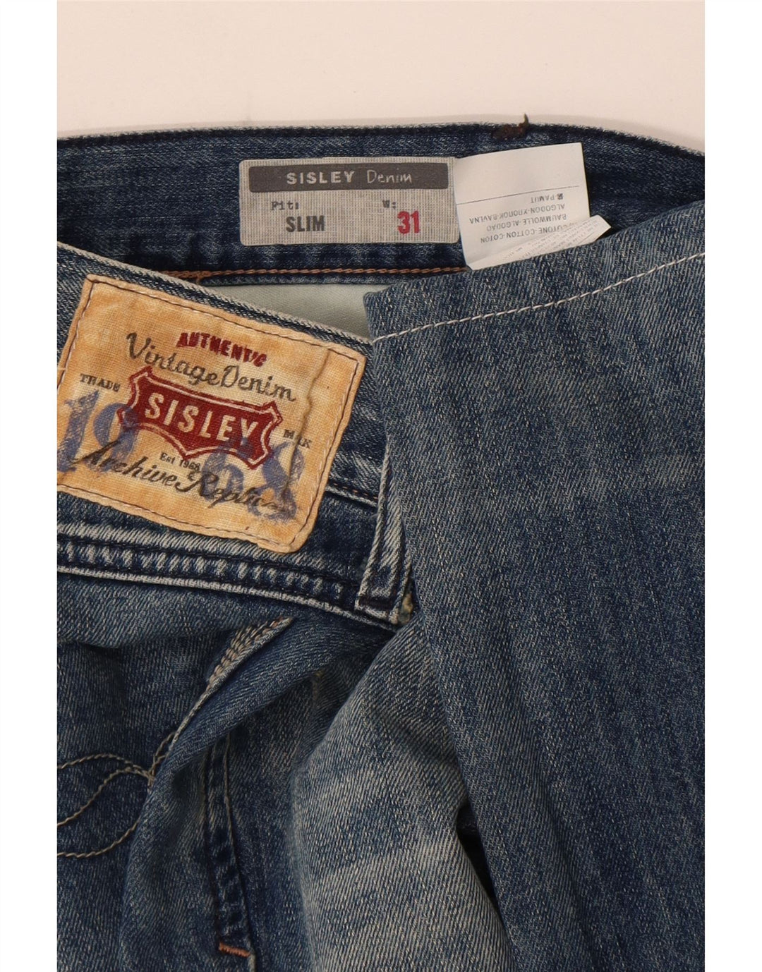 Sisley Herren Distressed Slim Jeans W31 L33 Blaue Baumwolle