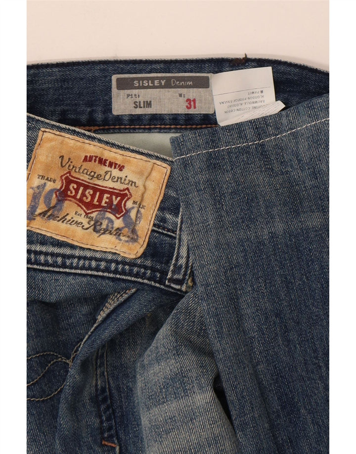 Sisley Herren Distressed Slim Jeans W31 L33 Blaue Baumwolle