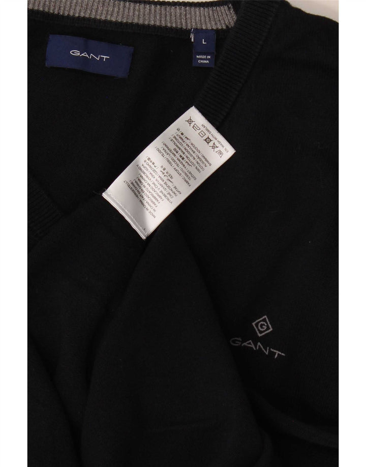 Gant Herren-Pullover mit V-Ausschnitt, groß, marineblaue Baumwolle