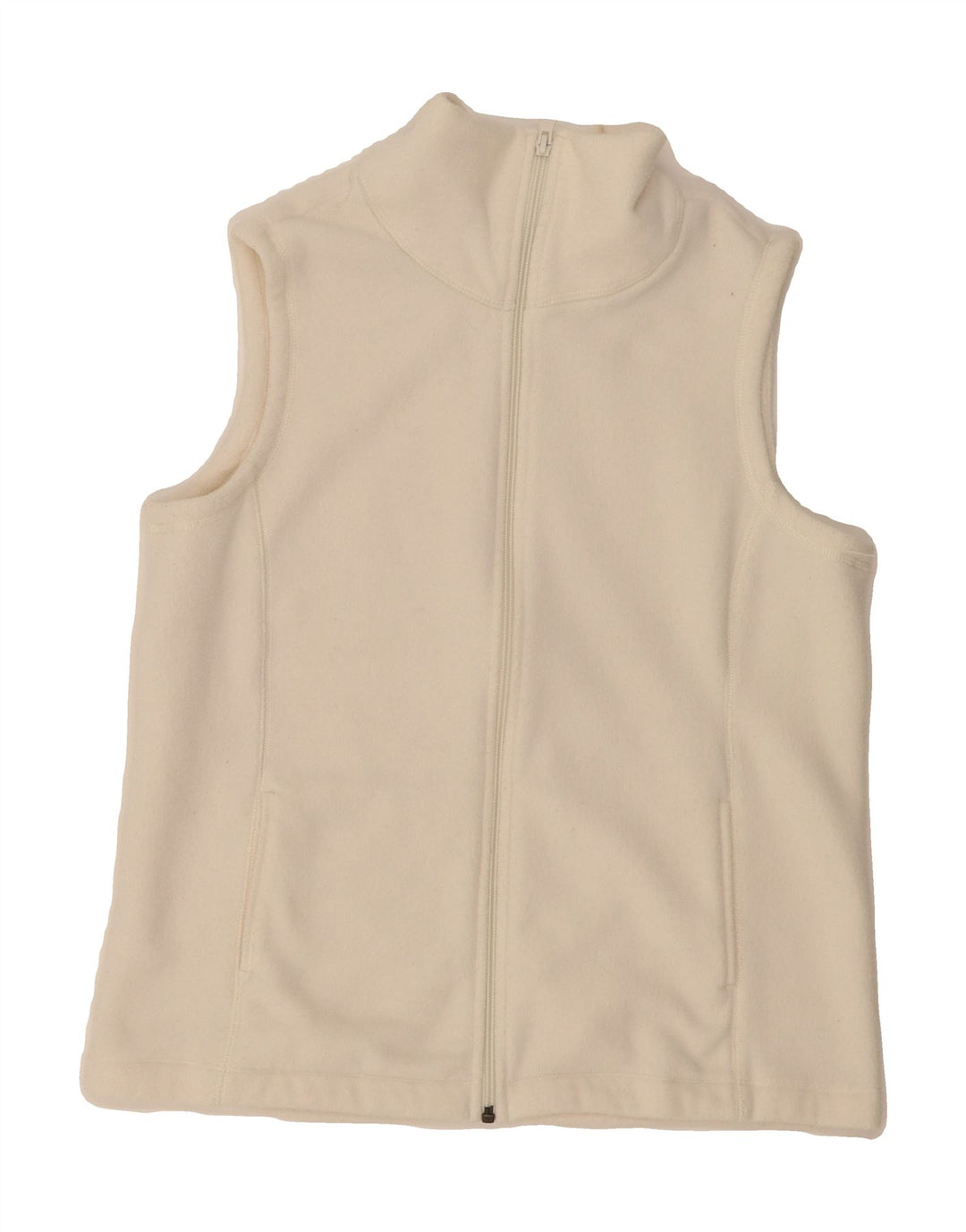 LANDS END Womens Fleece Gilet UK 10 Small Off White Polyester Vintage Lands End and Second-Hand Lands End from Messina Hembry 