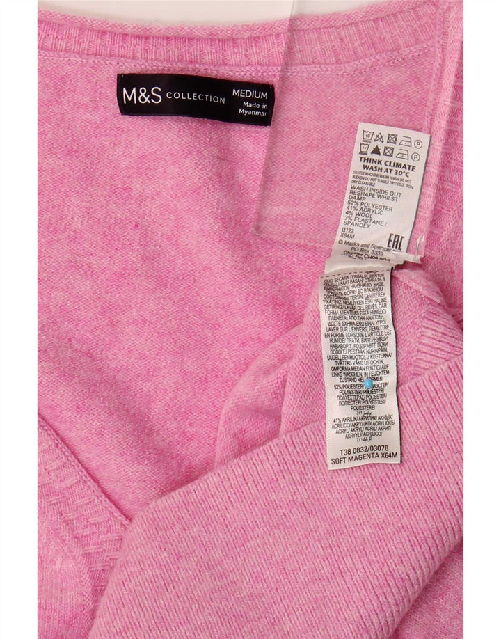 Marks & Spencer Damen-Pullover in Übergröße mit V-Ausschnitt, Gr. 14, Mittelrosa
