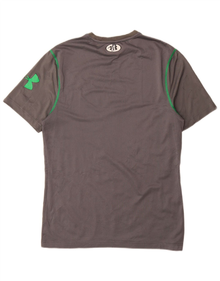 Under Armour Herren Heat Gear T-Shirt-Oberteil aus mittelgrauem, geometrischem Polyester