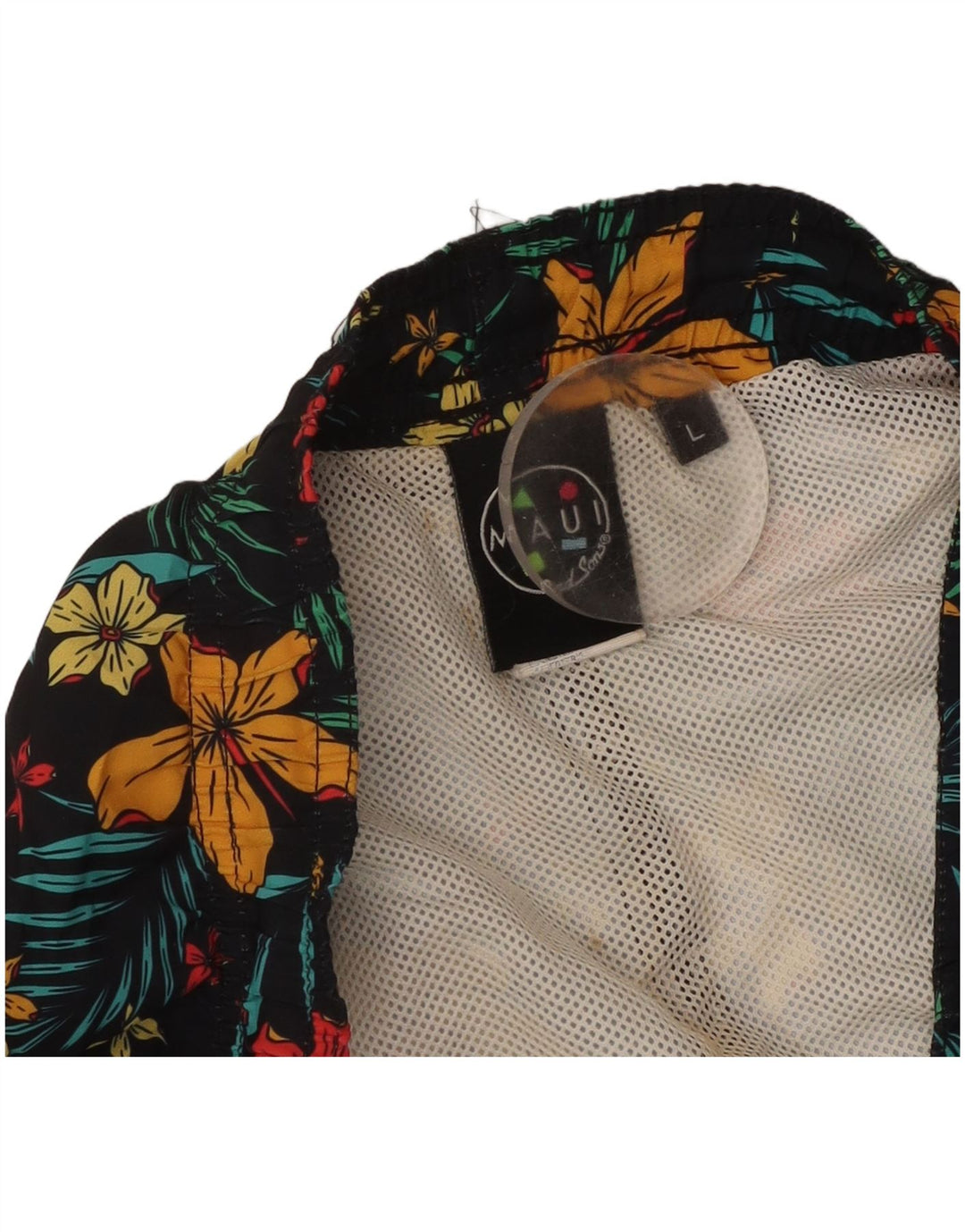 Maui and Sons Herren-Badeshorts, groß, schwarz, geblümt, Polyester