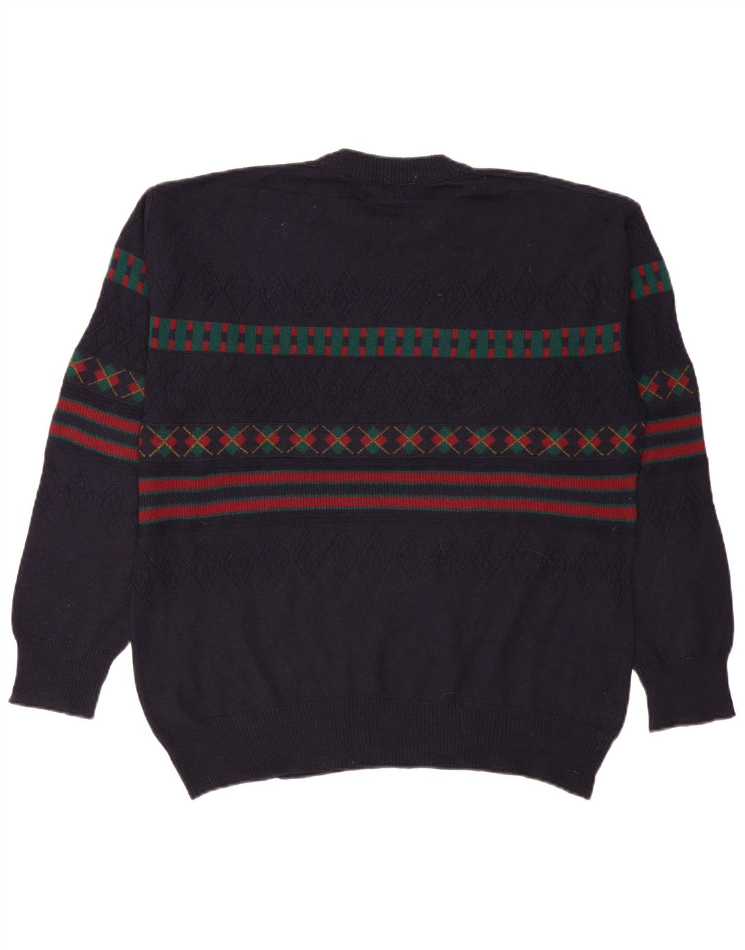 VINTAGE Herren-Pullover mit Rollkragen, Größe 50, groß, marineblau, geometrisch